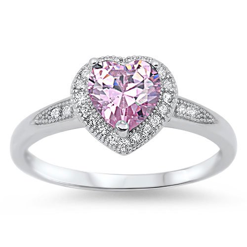 Silver CZ Ring - Heart Sterling Silver Tanzanite CZ