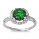 Round Cut Emerald CZ Solid 925 Sterling Halo Solitaire Promise Ring Sterling Sil