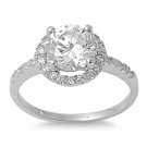 Round Cut Clear CZ Solid 925 Sterling Halo Solitaire Promise Ring Sterling Silve