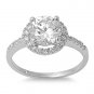 Round Cut Clear CZ Solid 925 Sterling Halo Solitaire Promise Ring Sterling Silve