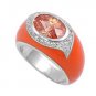 Silver 1CT Oval Cut Champagne Cubic Zirconia Fashion Ring Solid Sterling CHAMPAG