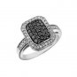 Silver Pave Brilliant Cut Black Cubic Zirconia Fashion Ring Solid Sterling BLACK