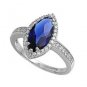 Silver 2.5CT Marquise Cut Blue Sapphire Cubic Zirconia Solitaire Ring Solid Ster