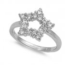 Silver Brilliant Stones Star Shape Cubic Zirconia Fashion Ring Solid Sterling CL