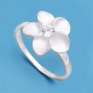 Silver Large Flower Design Cubic Zirconia Fashion Ring Solid Sterling CLEAR