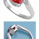 Silver 2CT Cushion Cut Half Bezel Ruby Cubic Zirconia Ring Solid Sterling RUBY