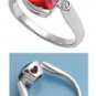 Silver 2CT Cushion Cut Half Bezel Ruby Cubic Zirconia Ring Solid Sterling RUBY