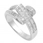 Silver Princess Cut Channel Set Cubic Zirconia Fashion Ring Solid Sterling CLEAR