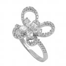 Silver Flower Design Brilliant Cubic Zirconia Fashion Ring Solid Sterling CLEAR