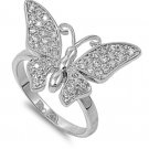 Silver Mariah Carey Inspired Pave CZ Butterfly Ring Solid Sterling CLEAR