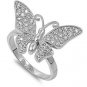 Silver Mariah Carey Inspired Pave CZ Butterfly Ring Solid Sterling CLEAR