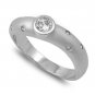 Silver DESIGNER STYLE ETOILE SOLITAIRE SATIN FINISH CZ BAND .925 Sterling Silver