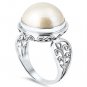 Silver Ring W/ Stone Natural Genuine Mabe Pearl .925 Solid Sterling Silver Ring