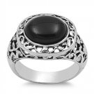 Silver Ring w/ Stone Natural BLACK ONYX .925 Solid Sterling Silver Ring