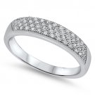 4MM MICRO PAVE CZ WEDDING BAND Sterling Silver Wedding Ring Size 5-9 Sterling Si