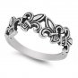 Silver Ring - Fleur De Lis 925 Solid Sterling Silver Band 8 mm (0.35 inch)
