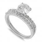 Sterling Silver 2CT Round Cut Sterling Silver CZ Wedding Ring Set Bridal