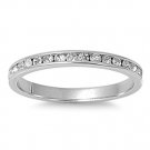 Clear CZ Eternity Ring Stackable Anniversary Wedding Band Sterling Silver 2mm St