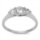 ROUND CUT CZ THREE STONE ENGAGEMENT RING Sterling Silver Sterling Silver