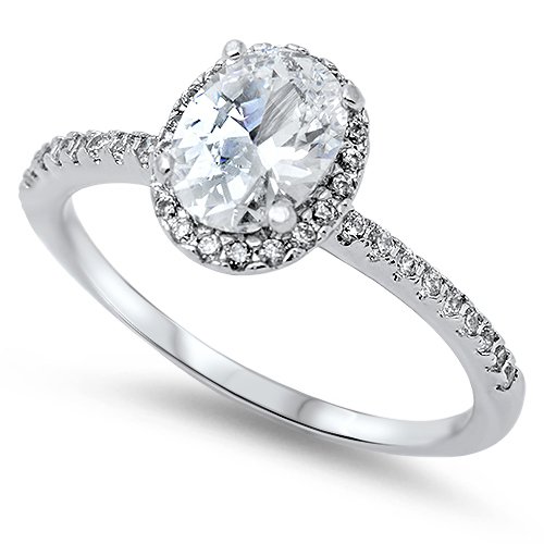 2CT OVAL CZ SOLITAIRE ENGAGEMENT RING Solid Sterling Silver Sterling Silver