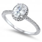 2CT OVAL CZ SOLITAIRE ENGAGEMENT RING Solid Sterling Silver Sterling Silver