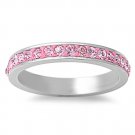 Steel Eternity Ring W/ Crystal -Pink 4 mm Pink Band Stackable
