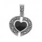 Heart Shape Black Onyx CZ Antique Pendant Sterling Silver Antique Style BLACK