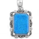 Witch Hazel's Emerald Cut Turquoise CZ Antique Pendant Sterling Silver Antique
