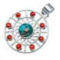 Oval Cut Turquoise CZ Antique Pendant Sterling Silver Antique Style TURQUOISE