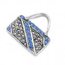 Bag Collection 25mm Blue Sapphire CZ Antique Pendant Sterling Silver Antique
