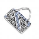 Bag Collection 25mm Aquamarine CZ Antique Pendant Sterling Silver Antique Style