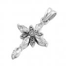 Cross Marquise Cut Cubic Zirconia Antique Pendant Sterling Silver Antique Style