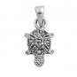 11mm Nautical Turtle Marcasite CZ Antique Pendant Sterling Silver Antique Style