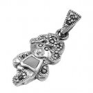 Walking Doll Mother of Pearl Cubic Zirconia Antique Pendant Sterling Silver