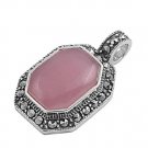 Octagon Shape Lavender CZ Antique Pendant Sterling Silver Antique Style LAVENDER