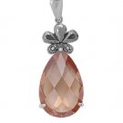 Pear Cut Champagne Cubic Zirconia Antique Pendant Sterling Silver Antique Style