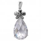 Pear Cut Cubic Zirconia Antique Pendant Sterling Silver Antique Style CLEAR