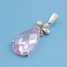 Pear Cut Lavender Cubic Zirconia Antique Pendant Sterling Silver Antique Style