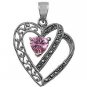 Heart Shape Pink Cubic Zirconia Antique Pendant Sterling Silver Antique Style