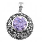 Brilliant Cut Lavender Cubic Zirconia Antique Pendant Sterling Silver Antique
