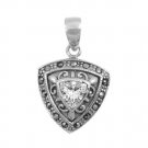 Trillion Cut Cubic Zirconia Antique Pendant Sterling Silver Antique Style CLEAR