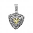 Trillion Cut Peridot Cubic Zirconia Antique Pendant Sterling Silver Antique Styl
