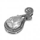 Flora Bell's Pear Cut Cubic Zirconia Antique Pendant Sterling Silver Antique Sty