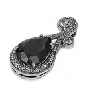 Flora Bell's Pear Cut Black Cubic Zirconia Antique Pendant Sterling Silver Antiq