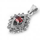 Oval Cut Garnet Cubic Zirconia Antique Pendant Sterling Silver Antique Style GAR