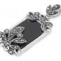 Emerald Cut Black Onyx CZ Antique Pendant Sterling Silver Antique Style BLACK ON