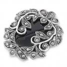 Brilliant Cut Black Onyx Cubic Zirconia Antique Pendant Sterling Silver Antique
