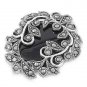 Brilliant Cut Black Onyx Cubic Zirconia Antique Pendant Sterling Silver Antique