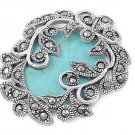 Brilliant Cut Turquoise Cubic Zirconia Antique Pendant Sterling Silver Antique S