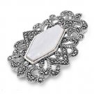Hexagonal Mother of Pearl Cubic Zirconia Antique Pendant Sterling Silver Antique